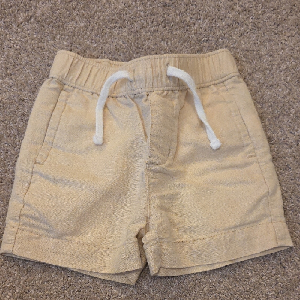 Janie and Jack Light Tan Linen Baby Shorts